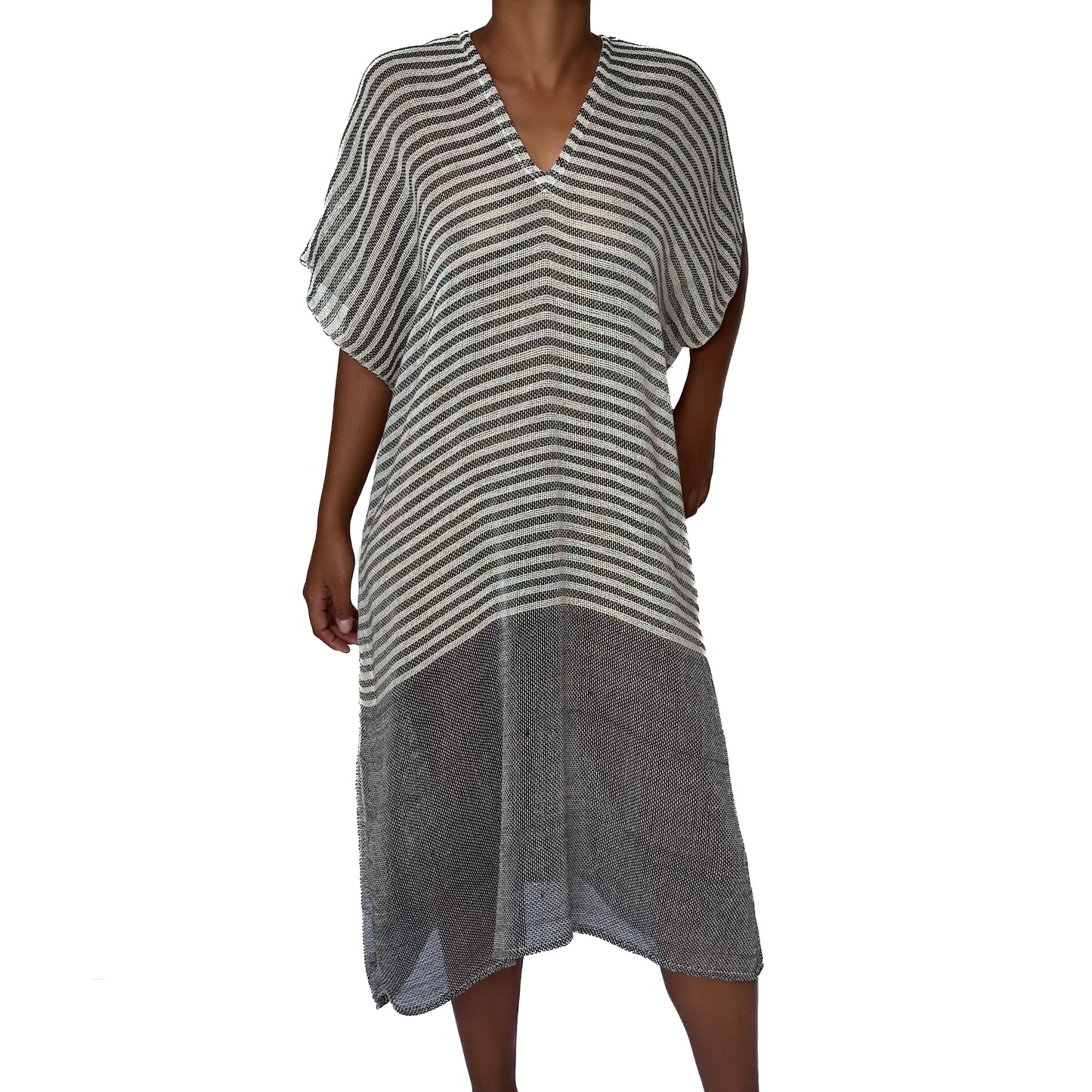Kaftan Médio Listras Azul Marinho