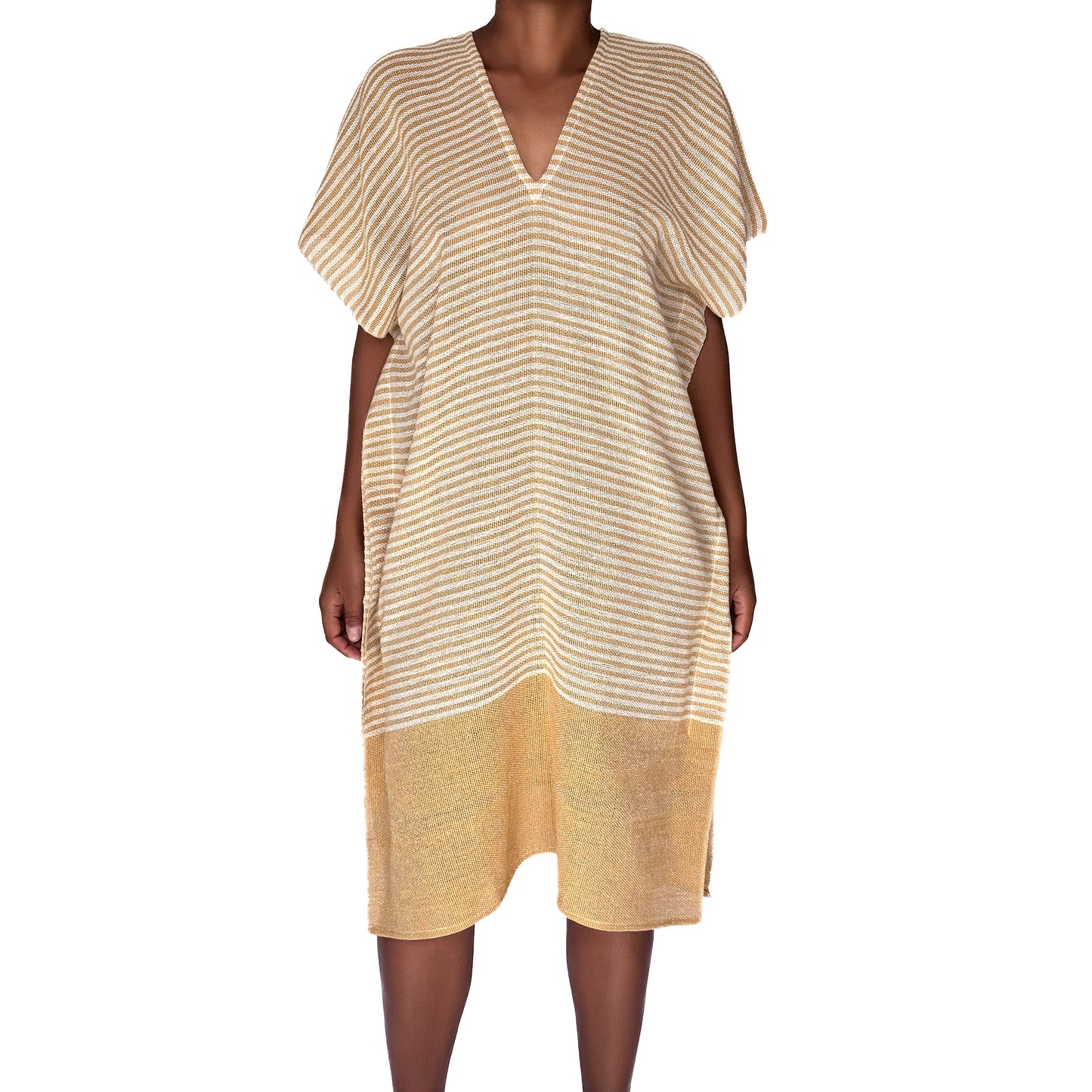 Kaftan Médio Listras Mostarda
