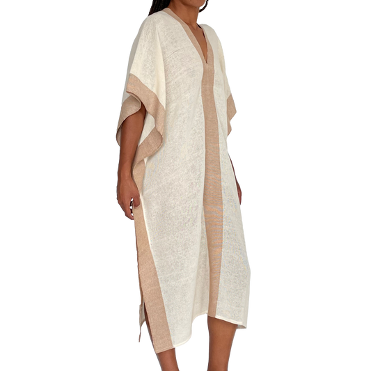 Kaftan Longo Fechado Cru com Orgânico