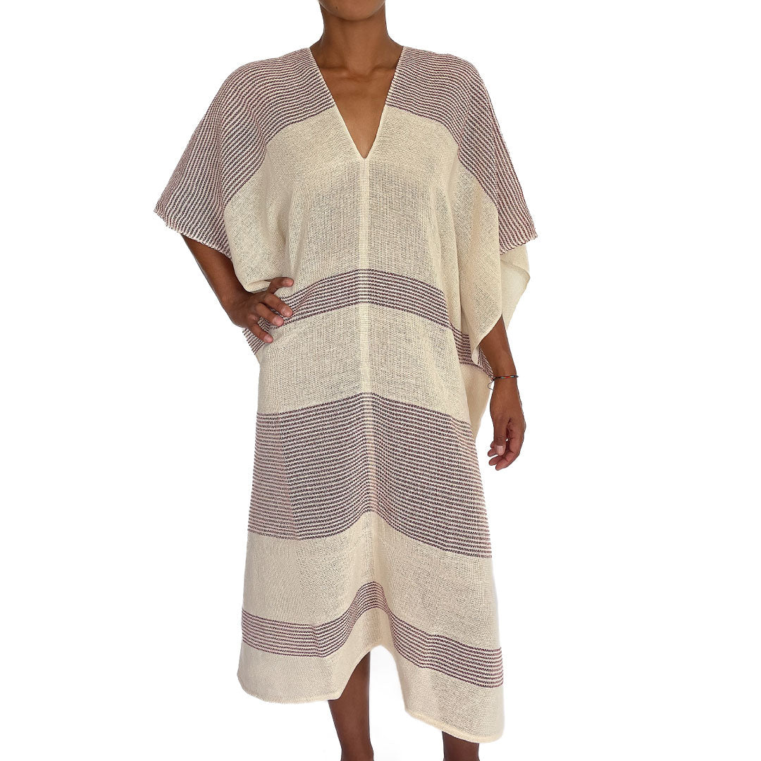 Kaftan Longo Fechado Cru com Vinho