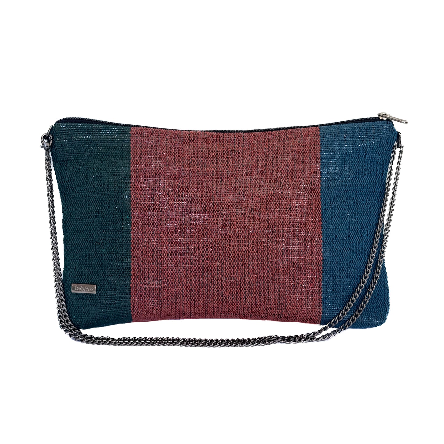 Clutch Verde, Coral e Azul Petróleo